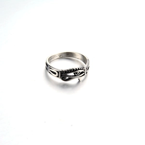 Retro stainless steel punk ring featuring hollow Eye of Horus design in silver finish