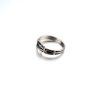 Punk style stainless steel Evil Eye of Horus ring with silver finish and Ankh design