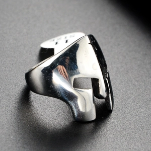 Spartan warrior helmet ring in polished stainless steel for punk hip hop style