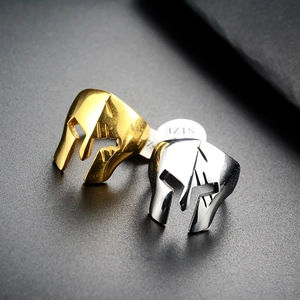 Vintage Spartan Helmet Ring Stainless Steel Warrior Mask Punk Hip Hop Biker Jewelry For Men Women Party Cool Ring
