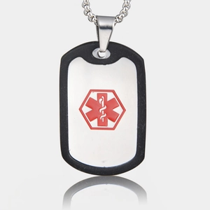 Stainless Steel Medical Alert Dog Tag Necklace With Star Of Life Symbol Personalized Military Pendant For Men Women Unisex Jewelry