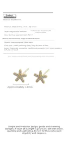 Détail macro de boucles d'oreilles étoile en argent S925 avec zircons de 7,3 mm