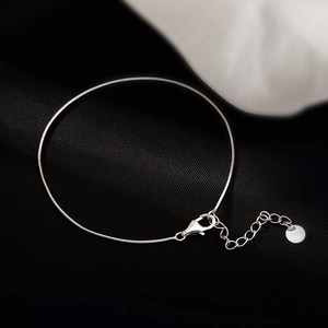 Elegant S925 sterling silver snake chain bracelet with adjustable lobster clasp closure