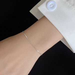 Minimalist S925 sterling silver snake chain bracelet for women with elegant thin link design