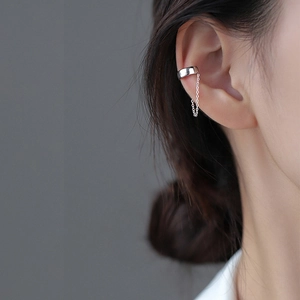 Minimalist French Ins Style Chain Ear Cuff Copper White Gold Plated No Piercing Clip Earring For Women Cool Fashion Jewelry