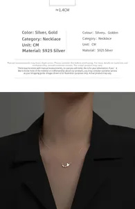 Detailed view of S925 sterling silver butterfly pendant necklace worn by a model