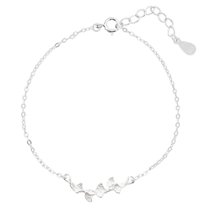 S925 sterling silver ginkgo leaf bracelet for women with adjustable chain and spring clasp