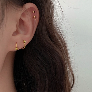 Minimalist Copper S-Shaped Spiral Stud Earrings Gold Silver Plated Ball End Geometric Fashion Jewelry For Women Daily Accessory