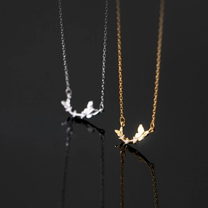 Elegant 925 sterling silver butterfly pendant necklace with brilliant cubic zirconia stones