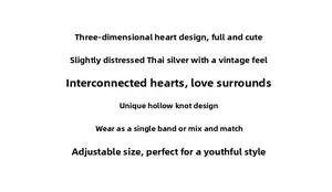 Detailed view of Thai silver heart ring featuring vintage texture and adjustable band