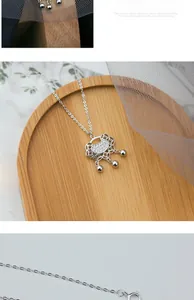 Details von S925 Silberhalskette mit Langlebigkeitsschloss und weißen Zirkonia-Steinen