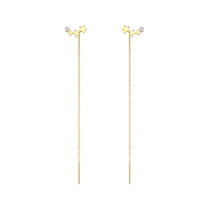 Elegant 14K gold plated long tassel star earrings with 925 sterling silver ear needle
