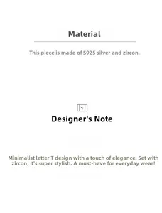 Spécifications détaillées des boucles d'oreilles en argent S925 en forme de T et zircon