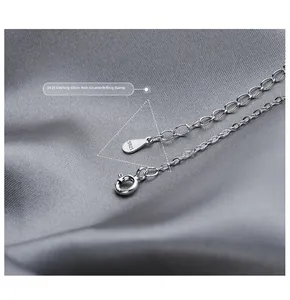 Macro detail of S925 sterling silver necklace clasp with authentic S925 hallmark