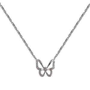 Elegante Halskette mit Silber Schmetterling-Anhänger und Zirkonia an einer O-Kette
