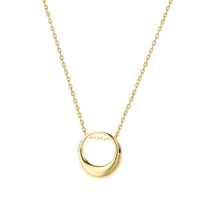Elegant gold geometric circle necklace with a polished curved pendant for women