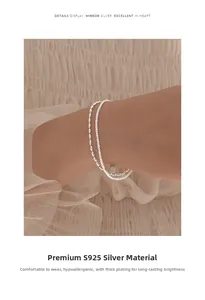 Detail of S925 sterling silver double-layered beaded bracelet with thick plating