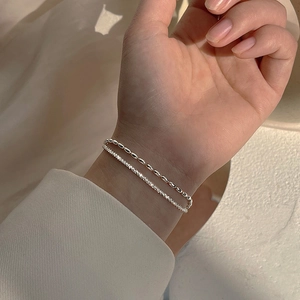 Minimalist Double Layer Bracelets For Women Copper Silver Plated Oval Rice Beads Gypsophila Chain Fashion Jewelry Gift