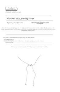 Detail of S925 sterling silver snake chain showing the adjustable sliding bead mechanism