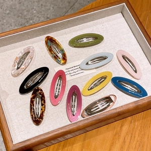 Acetate Hollow Oval BB Hair Clip French Style Gold Letter Tortoise Shell Marble Hairpin Side Clip For Women Hair Accessory
