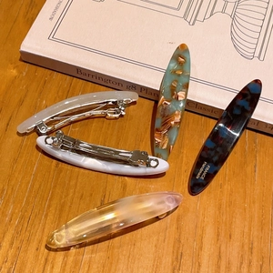 Elegant Acetate Hair Clip French Style Marble Tortoise Shell Spring Clip Geometric Oval Barrette Hair Accessory For Women
