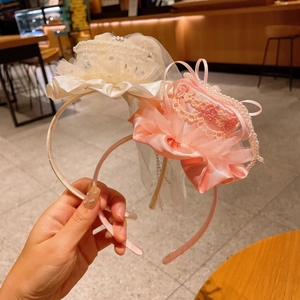 Lot de bandeaux en dentelle rose et blanc avec perles et décorations en tulle élégantes