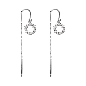 Boucles d'oreilles élégantes en argent sterling avec pampilles et zircons étincelants