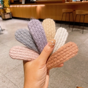 Lot de 6 barrettes en laine tricotée aux couleurs pastel douces pour femmes en hiver