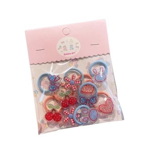 Ensemble d'accessoires cheveux enfant avec motifs cerise et fleurs en acrylique