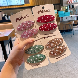 Set di 8 mollette ovali glitterate per ragazze, accessori per capelli con paillettes lucide