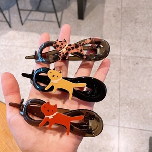 Fermaglio per Capelli a Forma di Gatto in Resina Grande per Donna Stampa Leopardata Clip a Torsione Elegante Dolce Accessori per Capelli
