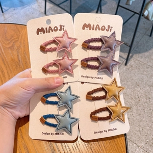 Lot de barrettes à cheveux en forme d'étoile en cuir PU pour filles aux tons d'automne