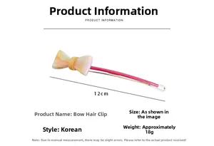 Pink and orange gradient bow hair clip with 12cm length and 18g weight dimensions