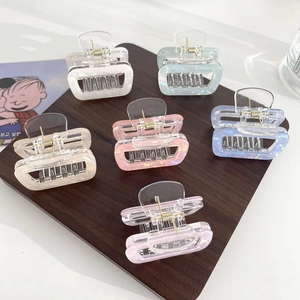 Set of 6 iridescent acetate rectangle claw clips in pastel colors for women