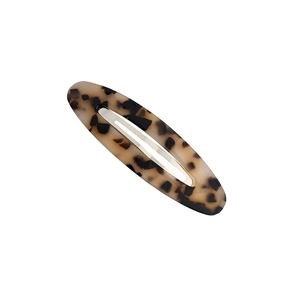 Barrette BB ovale élégante en acétate avec motif écaille de tortue et clip en métal argenté