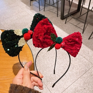 Weihnachten Pailletten Schleife Haarreif Für Kinder Mädchen Festlicher Xmas Haarreif Mit Stechpalmenbeere Dekoration Party Haarschmuck
