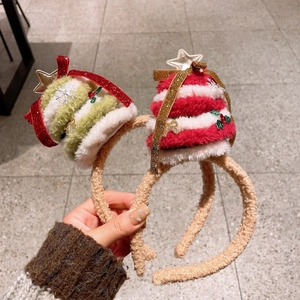 Serre-têtes de Noël en peluche avec motifs festifs de sapin de Noël et ours à rayures