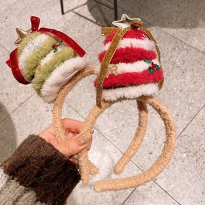 Serre-têtes de Noël en peluche avec motifs d'arbres rayés et étoiles pour fêtes joyeuses