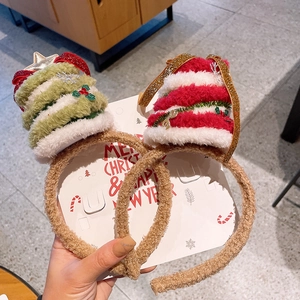 Serre-tête en Peluche de Noël Barrette Arbre de Noël Mignonne Accessoires de Cheveux en Tissu pour Enfants Filles Fête