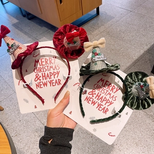 Set d'accessoires de cheveux de Noël avec nœud en velours rouge et vert et chapeau festif