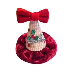 Pince à cheveux de Noël pour enfants en velours avec nœud et lettrage Merry Christmas