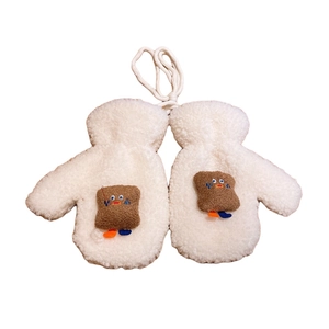 Muffole invernali in peluche per bambini con bambola toast e cordino di sicurezza collo