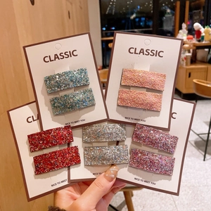 Glitter sequins rectangular hair clips for girls displayed in multiple vibrant colors
