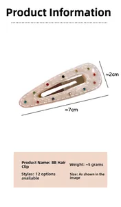 Detailansicht einer 7 cm BB-Haarklammer mit Marmormuster und bunten Strasssteinen