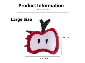 Tableau des tailles pour la grande pince à cheveux pomme rouge, dimensions 6x5,5 cm