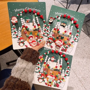 Set di gioielli natalizi con perline e ciondoli Babbo Natale per decorazioni festive