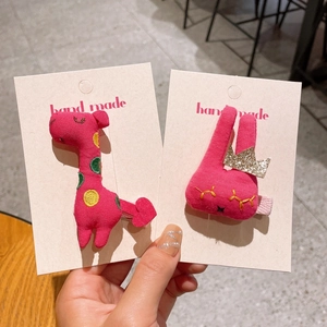 Lot de jolies barrettes à cheveux faites main en peluche lapin et girafe pour filles