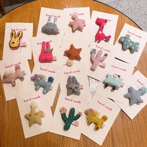 Pinces à Cheveux en Tissu Animal Dessin Animé pour Enfants Filles Broderie Lapin Étoile Chien Accessoires Cheveux