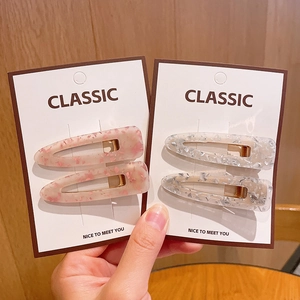 Glitter acrylic teardrop and square hair clips in pink and silver set for women