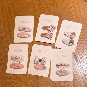 Lot de 6 barrettes à cheveux à carreaux et brodées avec ours et nœuds pour filles